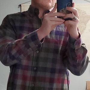 Daniel Cremieux signature collection grey, purple, and pinkplad buttondown large